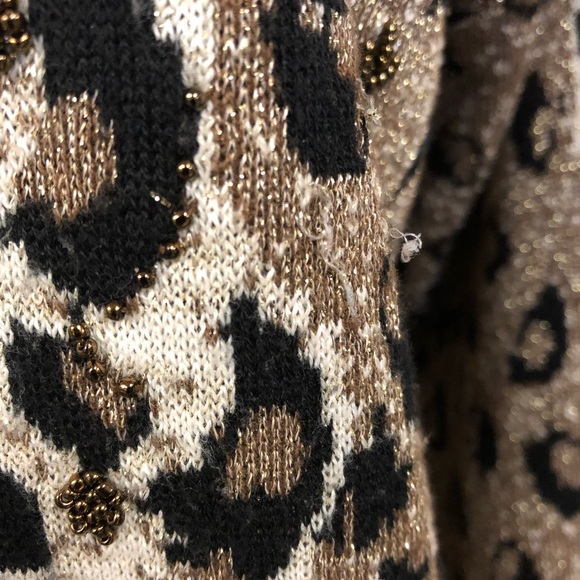 Vintage Leopard Print Metallic Beaded Sweater Lisa Originals Large - Picture 4 of 15